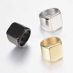 304 anello con sigillo in acciaio inossidabile per uomo, ampi anelli banda, rettangolo, colore misto, 17~22mm