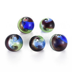 Perle di globo di vetro soffiato a mano trasparente, tondo, colorato, 13.5~15mm, Foro: 1.2~2.2 mm