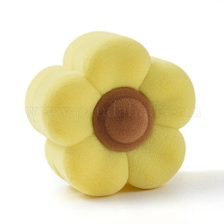 Cajas de joyería de terciopelo con forma de flor de ciruelo, caja de almacenamiento del organizador del joyero portátil, para anillo pendientes collar, amarillo, 6.15x6.15x3.75 cm
