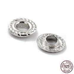 925 проушина из стерлингового серебра с родиевым покрытием, для изготовления пакетов, плоский круглый узор с цветами конопли, платина, 0.6x0.1 см, отверстие : 3 мм