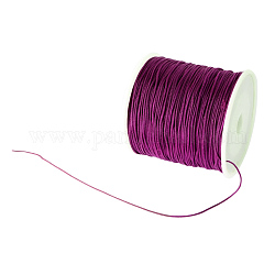 Плетеной нейлоновой нити, китайский шнур для завязывания бисера шнур для изготовления ювелирных изделий из бисера, фиолетовые, 0.8 мм, Около 100 ярдов / рулон