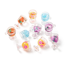 Translucent Resin Pendants, Drink Charms, Juice Cup, Mixed Color, 18.5x15.2x12mm, Hole: 2mm, about 10pcs/bag