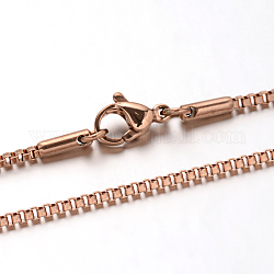 304 стальная коробка ожерелья цепи нержавеющей цепи венецианские, с карабин-лобстерами , розовое золото , 23.6 дюйм (60 см), 1.4 мм