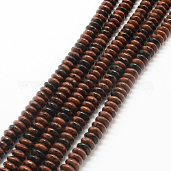 Rondelle Natural Mahogany Obsidian Bead Strands, 6~7x3~4mm, Hole: 1mm, about 140pcs/strand, 15.7 inch