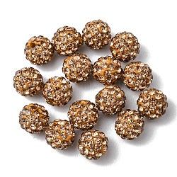 Perles de strass en argile polymère, Perles de boule pavé disco , Grade a, la moitié foré, ronde, lt.col.topaz, pp9 (1.5mm), 1.6mm, Trou: 6mm