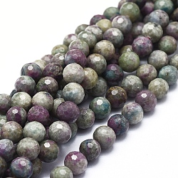Natürliche Rubin in Zoisit Perlen Stränge, facettiert, Runde, 8 mm, Bohrung: 1 mm, ca. 53 Stk. / Strang, 16.14'' (41 cm)