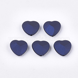 Perles acryliques de style caoutchouté, facette, cœur, bleu foncé, 21x21.5x8mm, Trou: 2mm
