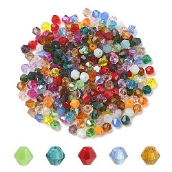 Perles en verre, facette, Toupie, mixedstyle, couleur mixte, 4.5x4mm, Trou: 1mm, environ 300 pcs / sachet 
