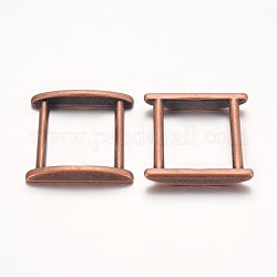 Tibetan Style Linking Rings, Lead Free, Cadmium Free and Nickel Free, Rectangle, Red Copper Color, 26.5mm long, 25mm wide, 4mm thick