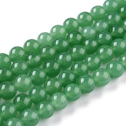 Natürliche weiße Jade Perlen, Runde, gefärbt, mittleres Seegrün, 6 mm, Bohrung: 1 mm, ca. 58~61 Stk. / Strang, 37.5~38.5 cm