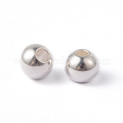 Rotonde 202 perle in acciaio inox, colore argento placcato, 6x5mm, Foro: 2 mm