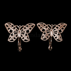 Brass Butterfly Leverback Earring Findings, Leverback Style, Nickel Free, Red Copper Color, 22x30mm