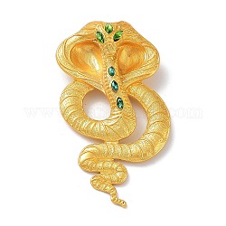 Spilla in lega di strass color smeraldo, placcato di lunga durata, serpente, colore oro opaco, 113x62x21mm, Foro: 10.5x10 mm