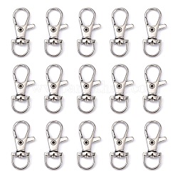 Platinum Plated Alloy Lobster Swivel Clasps For Key Ring, Platinum, 37x15.5x5mm, Hole: 7x8mm
