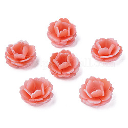 Kunststoff-Perlen, Blume, Orangerosa, 24x23x14 mm, Bohrung: 1.4 mm