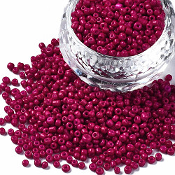 Abalorios de la semilla de cristal, pintura para hornear, agujero redondo, redondo, rojo violeta medio, 2~3x1.5~2mm, agujero: 0.8 mm, alrededor de 450 g / libra