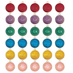 Emaille Anhänger Legierung, flach rund mit Rune, Mischfarbe, 23x19.5x2 mm, Bohrung: 2 mm, 6 Farben, 5 Stk. je Farbe, 30 Stück / Karton
