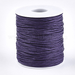 Воском хлопчатобумажная нить шнуры, средне фиолетовый, 1 мм, около 10.93 ярда (10 м) / рулон
