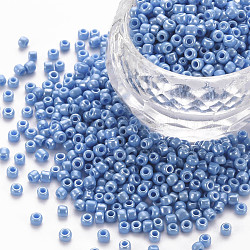 Perline semi di vetro, colori opachi , tondo, blu fiordaliso, 4mm, Foro: 1.5 mm, circa 4500pcs/libbra