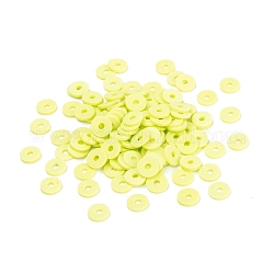 Manuell Polymer Ton Perlen, für DIY Schmuck Bastelbedarf, Disc / Flachrund, heishi Perlen, grün gelb, 8x1 mm, Bohrung: 2 mm, ca. 13000 Stk. / 1000 g