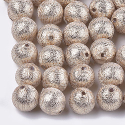 Perline rivestite in tessuto di filo di poliestere, con plastica abs dentro, tondo, navajo bianco, 14x15mm, Foro: 2 mm