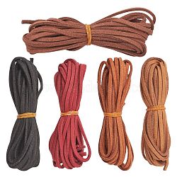 5 прядь 5 цвета шнур из искусственной замши, искусственная замшевая кружева, разноцветные, 2.5~2.8x1.5 мм, около 1.09 ярда (1 м) на прядь, 1 прядь / цвет