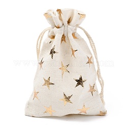 Сумка из хлопчатобумажной ткани с рождественской тематикой, шнурок сумки, для рождественской вечеринки закуски подарочные украшения, звезда картины, 14x10 см