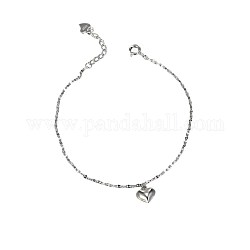 Heart Charm Bracelet for Valentine's Day, 925 Sterling Silver Bracelet, Platinum