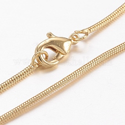 Colliers chaîne serpent en laiton rond, avec fermoir pince de homard, véritable 18k plaqué or, 17.71 pouce (45 cm)