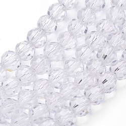 Chapelets de perles en verre transparent, imitation de cristal autrichien, facetté (32 facettes), ronde, clair, 6mm, Trou: 1mm, Environ 100 pcs/chapelet, 21~22 pouce