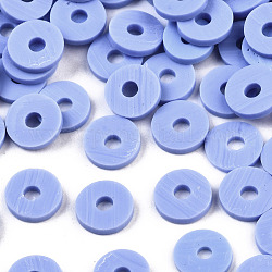 Cuentas de arcilla polimérica hechas a mano ecológicas, disco / plano y redondo, abalorios heishi, azul aciano, 4x1mm, agujero: 1 mm, aproximamente 55000 unidades / 1000 g