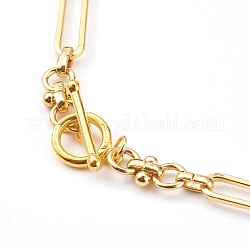 Collares de cadena de enlace de latón, con corchetes de la palanca, real 18k chapado en oro, 18.30 pulgada (46.5 cm)