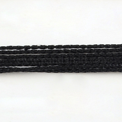 Cordons métalliques tressés avec perles sans élastiques, 16 pli, noir, 1.5mm, environ 109.36 yards (100m)/paquet