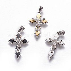 Easter Theme 304 Stainless Steel Pendants, Crucifix Cross, Mixed Color, 36x22x5mm, Hole: 3x6mm