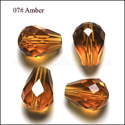 Имитация австрийских кристаллов, класс AAA, граненые, капля, темно-золотистые, 6x8 мм, отверстие : 0.7~0.9 мм