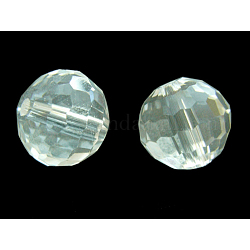 Clear Faceted Round Glass Loose Beads, about 10mm in diameter, hole: 1.5mm