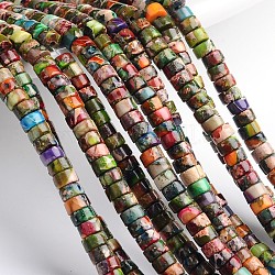 Brins de perles de jaspe impériales naturelles teints, perles heishi, Plat rond / disque, colorées, 4~4.5x2mm, Trou: 1mm, Environ 180 pcs/chapelet, 16 pouce