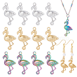 CHGCRAFT 24Pcs 3Colors Flamingo Charms Ostrich Pendants 304 Stainless Steel Pendants for Jewelry Making and DIY Craft Accessories
