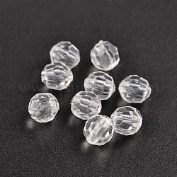 Transparent Acrylic Beads, Clear Faceted Round, Clear, 8mm, Hole: 1.5mm, about 1800pcs/500g