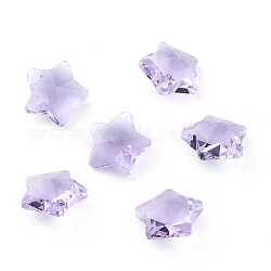 Transparent Glass Pendants, Faceted, Star Charms, Lilac, 13x13.5x7mm, Hole: 1mm