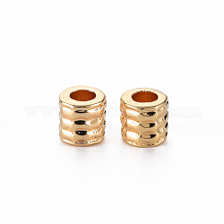 Brass Beads, Nickel Free, Column, Real 18K Gold Plated, 5x5mm, Hole: 2.5mm