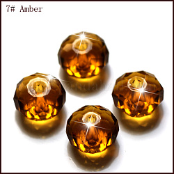Perles d'imitation cristal autrichien, grade AAA, facette, rondelle, Sienna, 6x4mm, Trou: 0.7~0.9mm