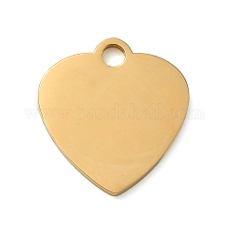 Placcatura ionica (ip) 304 ciondoli in acciaio inossidabile, timbratura tag vuoto, fascino cuore, oro, 17x16x1.5mm, Foro: 2.5 mm
