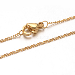 304 из нержавеющей стали витой цепочки ожерелья, с карабин-лобстерами , золотые, 17.7 дюйм (45 см), 1 мм