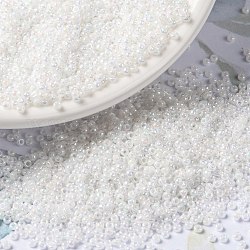 Cuentas de rocailles redondas miyuki, Abalorios de la semilla japonés, (rr471) perla blanca ab, 15/0, 1.5mm, agujero: 0.7 mm, acerca 5555pcs / botella, 10 g / botella