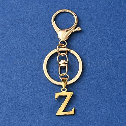 304 Schlüsselanhänger mit Anfangsbuchstabenanhänger aus Edelstahl, mit Leichtmetallschließe, golden, Brief z, 8.5 cm