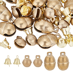 Ahandmaker 40 pièces cloches vintage cloches tibétaines en laiton breloques pendentifs bronze, Cloches artisanales pour animaux de compagnie, 3 style, cloches pour collier de chien, décoration de porte de maison, décor de collier et de bracelet