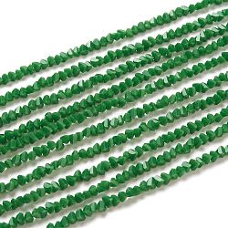 Glasperlen Stränge, Nachahmung Jade Glas, facettiert, Vieleck, dunkelgrün, 2.5x2.5x2.5 mm, Bohrung: 0.7 mm, ca. 150 Stk. / Strang, 13.39'' (34 cm)