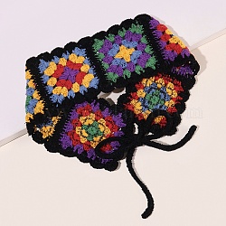 Fasce elastiche in cotone all'uncinetto con fiori colorati, accessori per capelli larghi per ragazze donna, nero, 410~500mm