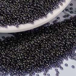 Perles rocailles miyuki rondes, Perles de rocaille japonais, (rr2447) lustre olive foncé opaque, 15/0, 1.5mm, Trou: 0.7mm, à propos 5555pcs / bouteille, 10 g / bouteille